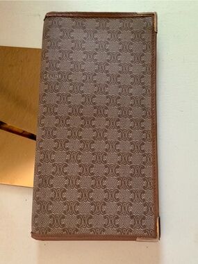 Celine Brown Long Wallet with Gold Corners